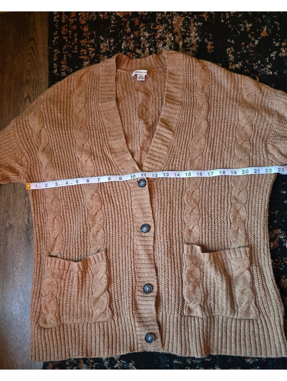 American Eagle Cable Knit V-Neck Oversized Grandpa Cardigan